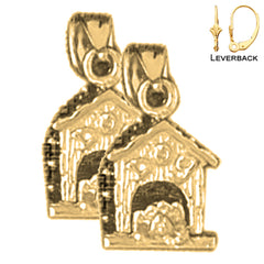 14K or 18K Gold Dog House Earrings