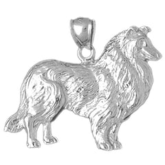 Colgante de perro Collie de oro de 10K, 14K o 18K