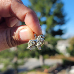 10K, 14K or 18K Gold Collie Dog Pendant
