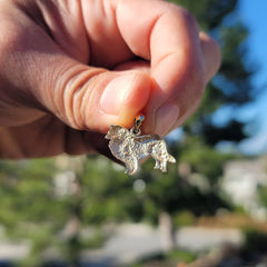 Colgante de perro Collie de oro de 10K, 14K o 18K