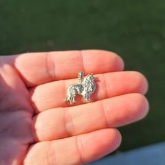 Colgante de perro Collie de oro de 10K, 14K o 18K