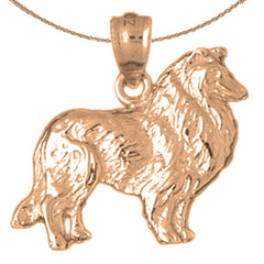Colgante de perro Collie de oro de 10K, 14K o 18K