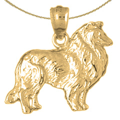 Colgante de perro Collie de oro de 10K, 14K o 18K