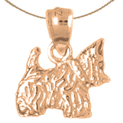 Colgante de perro Terrier de oro de 14K o 18K