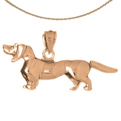 Colgante de perro salchicha de oro de 10K, 14K o 18K