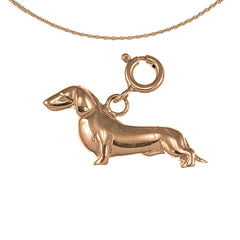 Colgante de perro salchicha de oro de 14 quilates o 18 quilates