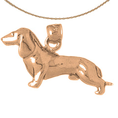 Colgante de perro salchicha de oro de 10K, 14K o 18K