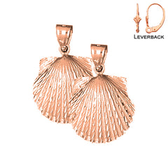 14K oder 18K Gold 29mm Muschelohrringe