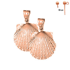 14K oder 18K Gold 29mm Muschelohrringe