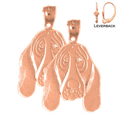 14K or 18K Gold Basset Hound Dog Earrings