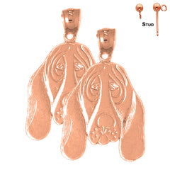 14K or 18K Gold Basset Hound Dog Earrings