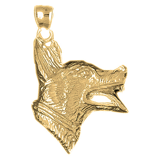 10K, 14K or 18K Gold German Shepard Dog Pendant