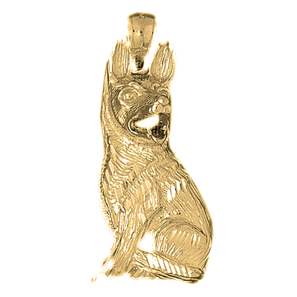 10K, 14K or 18K Gold German Shepard Dog Pendant