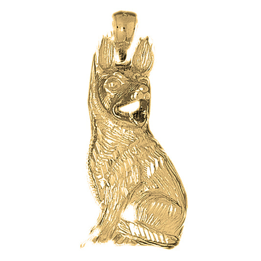 10K, 14K or 18K Gold German Shepard Dog Pendant