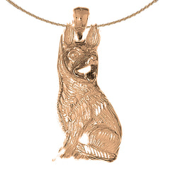 Colgante de perro pastor alemán de oro de 10 quilates, 14 quilates o 18 quilates