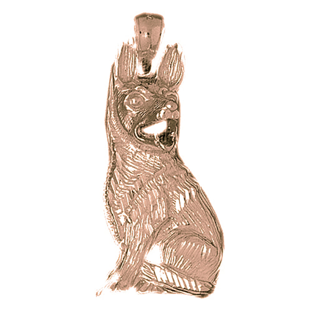 10K, 14K or 18K Gold German Shepard Dog Pendant