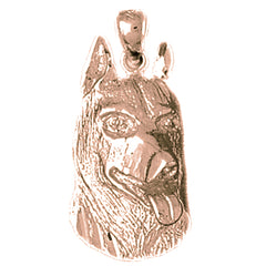 10K, 14K or 18K Gold German Shepard Dog Pendant