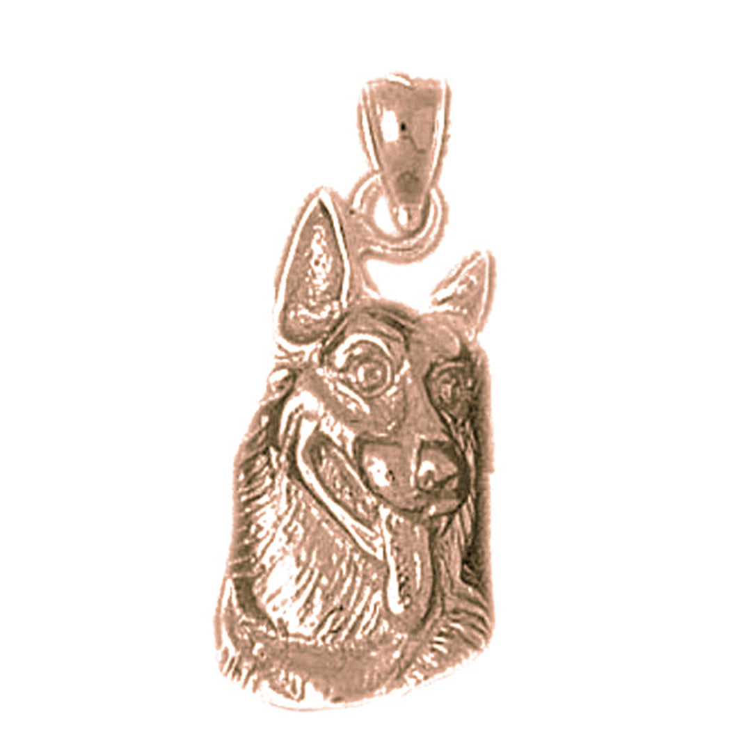 10K, 14K or 18K Gold German Shepard Dog Pendant
