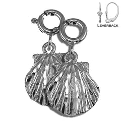 Sterling Silver 14mm Shell Earrings (White or Yellow Gold Plated)