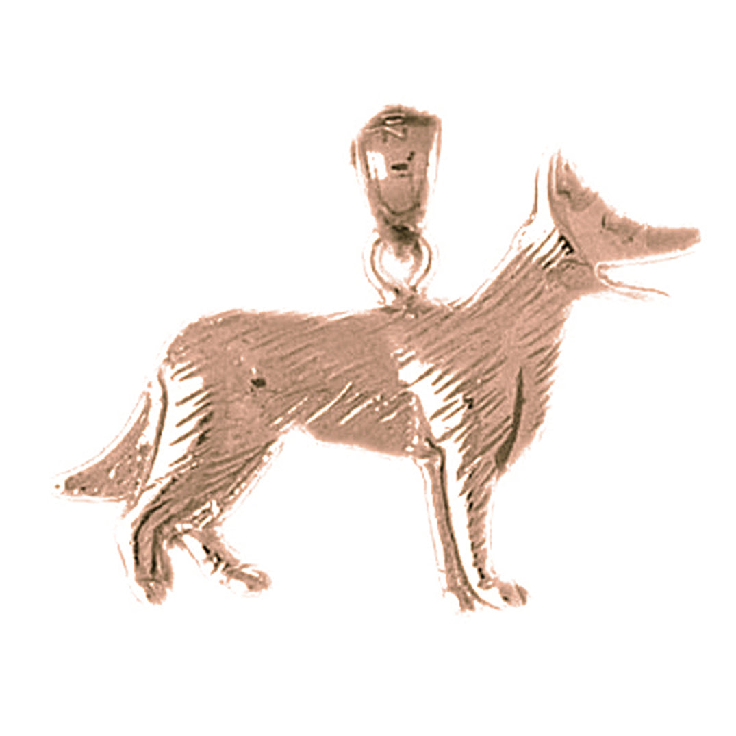 10K, 14K or 18K Gold German Shepard Dog Pendant