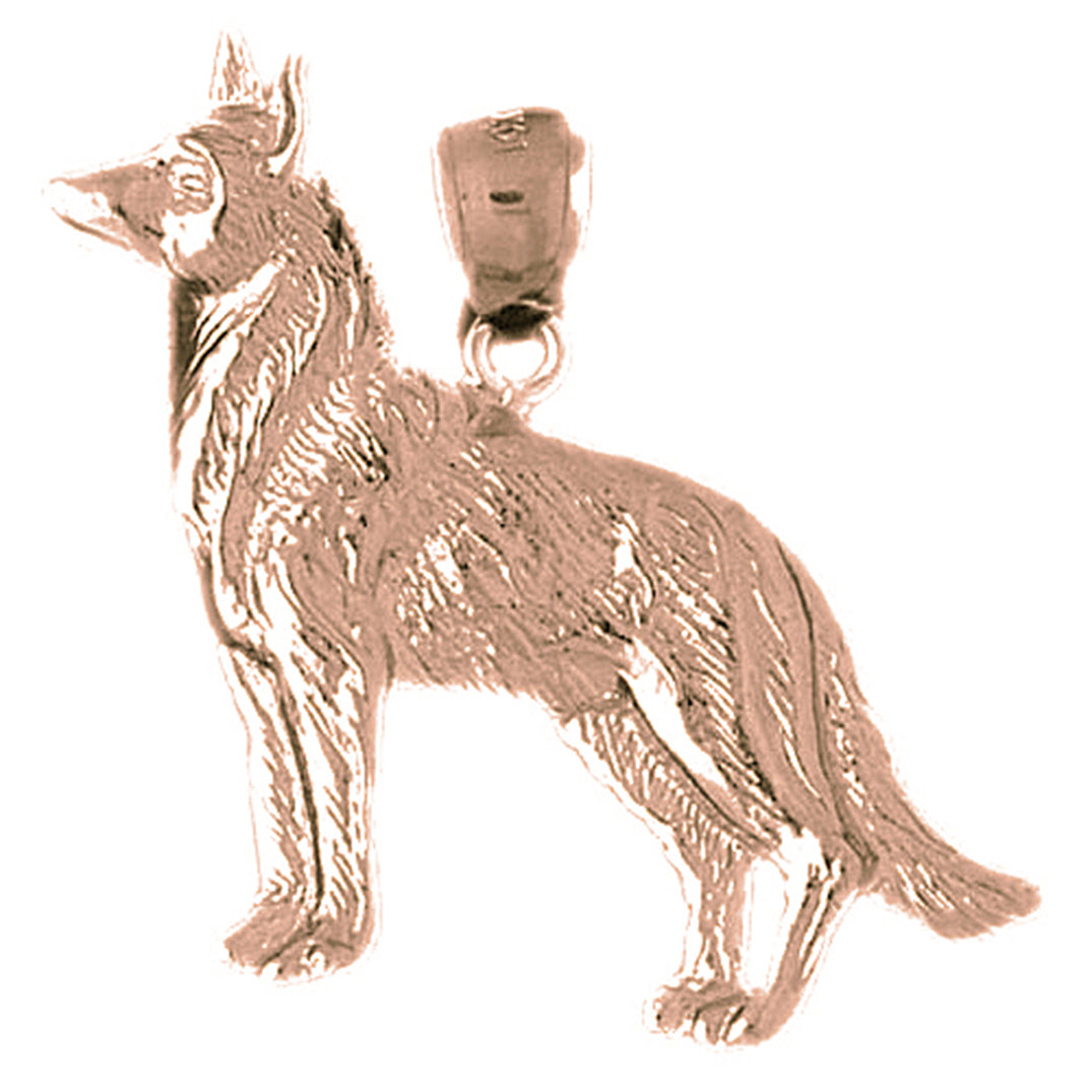 10K, 14K or 18K Gold German Shepard Dog Pendant