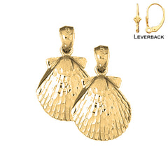 14K oder 18K Gold 24mm Muschelohrringe