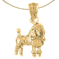 Colgante de perro caniche de oro de 14 quilates o 18 quilates
