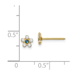 Inverness 14K Yellow Gold Clear Blue Crystal Flower Earrings