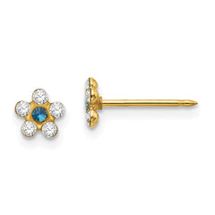 Inverness 14K Yellow Gold Clear Blue Crystal Flower Earrings