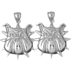 Sterling Silver 38mm Bulldog Earrings
