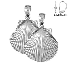 Muschelohrringe aus Sterlingsilber, 28 mm, (weiß- oder gelbvergoldet)