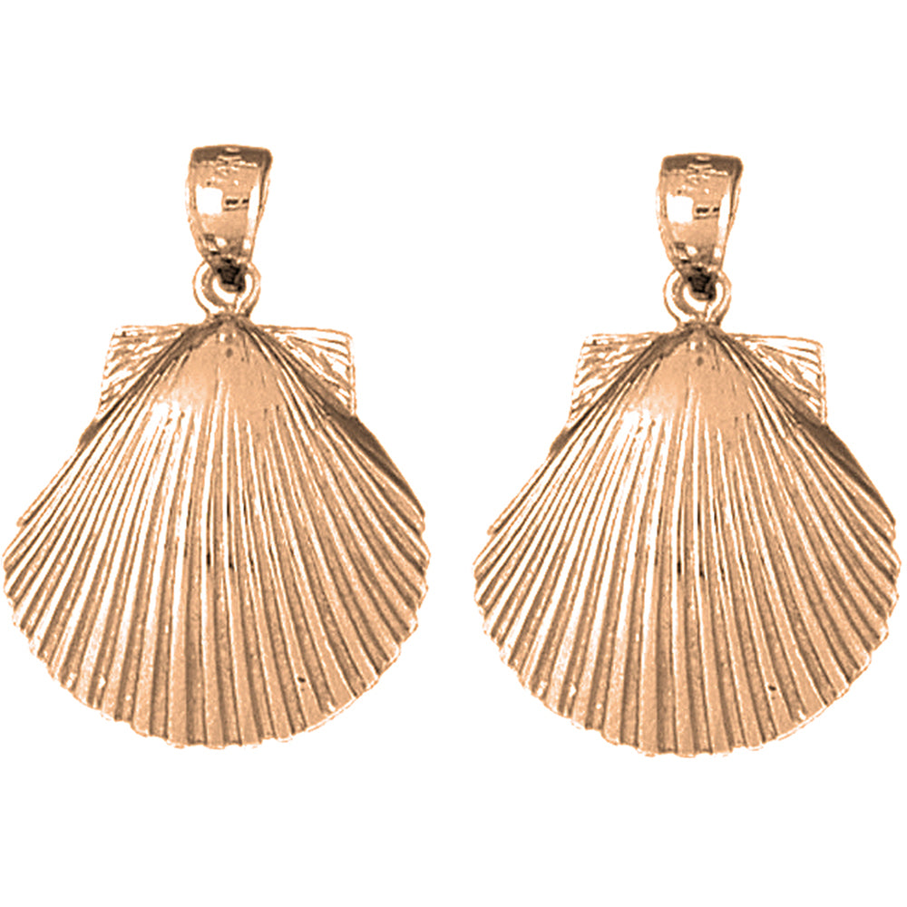 14K or 18K Gold 28mm Shell Earrings