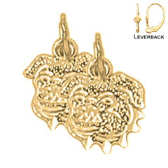 Pendientes Bulldog de plata de ley de 13 mm (chapados en oro blanco o amarillo)
