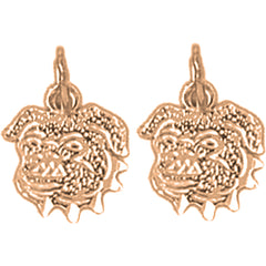 14K or 18K Gold 13mm Bulldog Earrings