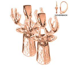 Pendientes de ciervo de oro de 14 quilates o 18 quilates de 26 mm