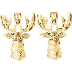 14K or 18K Gold 33mm Deer Earrings