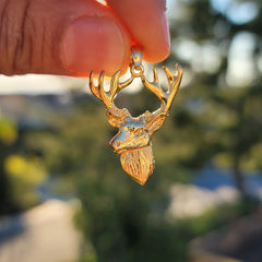 10K, 14K or 18K Gold Deer Pendant