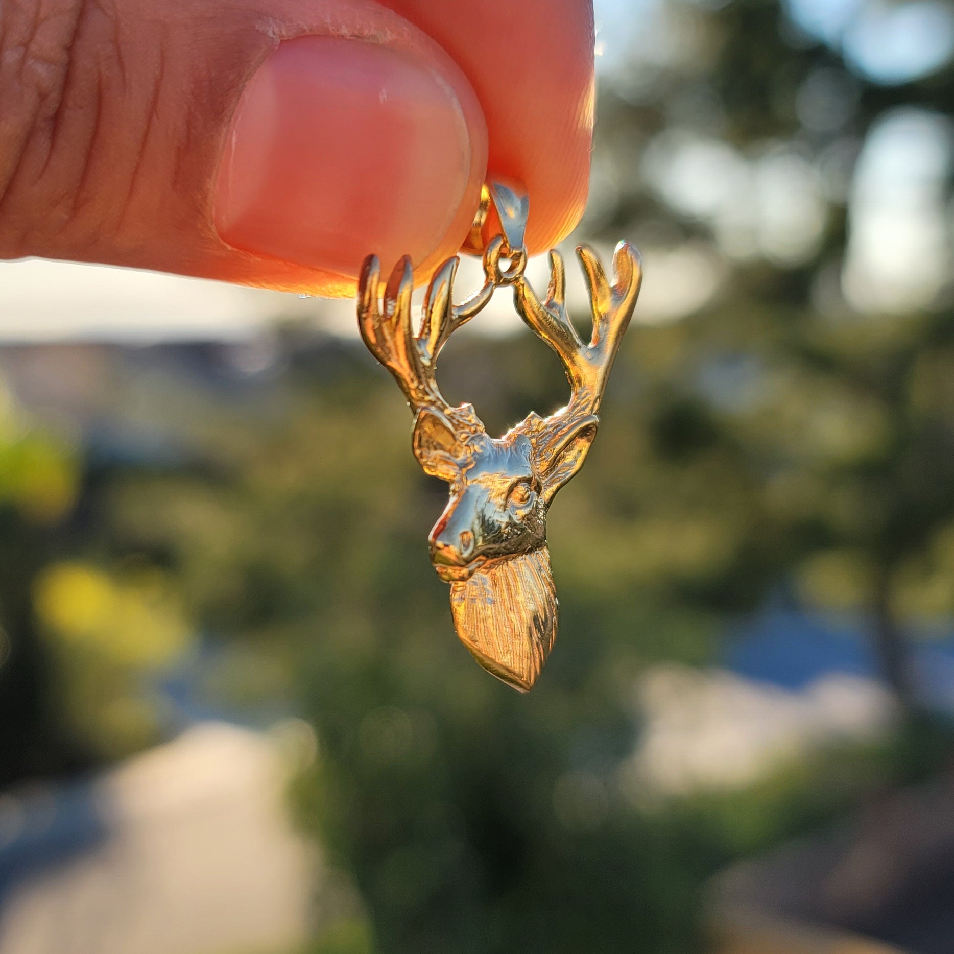 10K, 14K or 18K Gold Deer Pendant