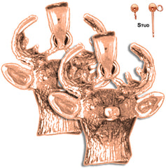 14K oder 18K Gold 21mm Hirsch Ohrringe
