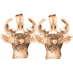 14K or 18K Gold 21mm Deer Earrings