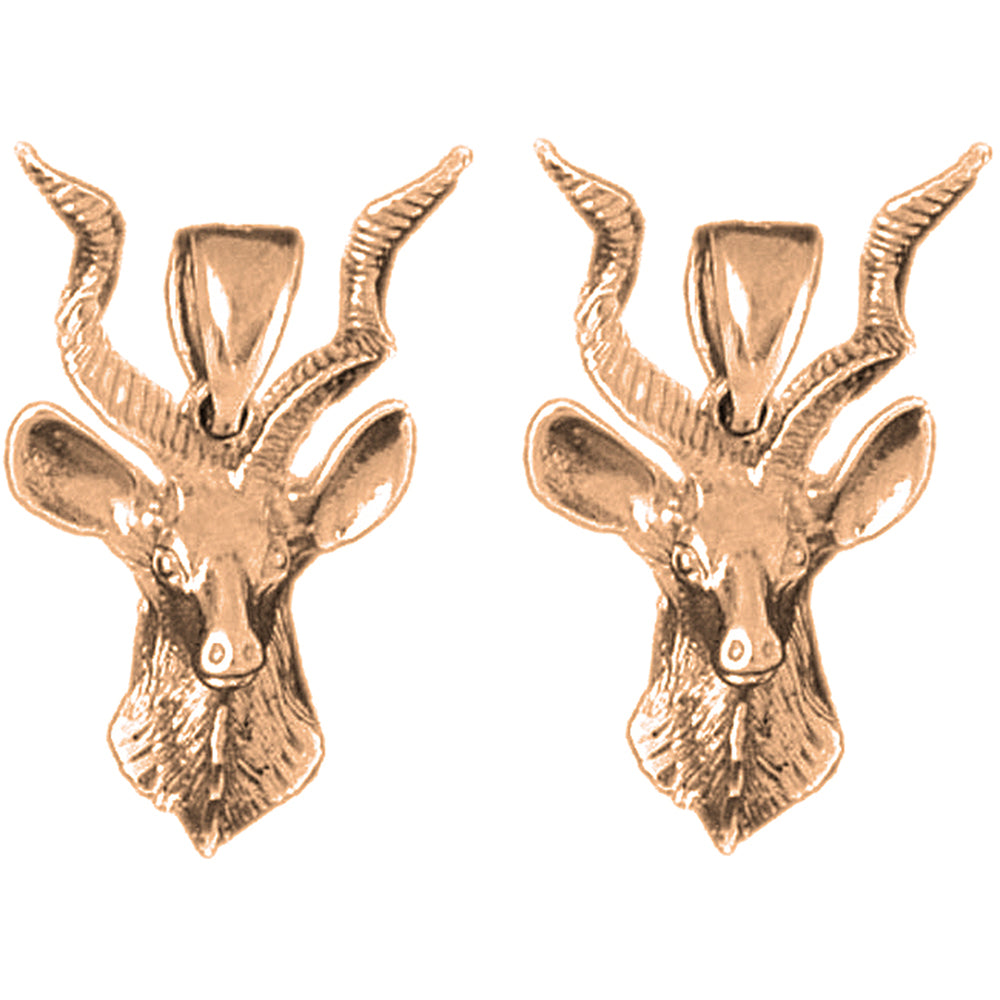 14K or 18K Gold 29mm Deer Earrings