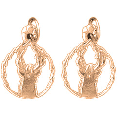 14K or 18K Gold 20mm Deer Earrings