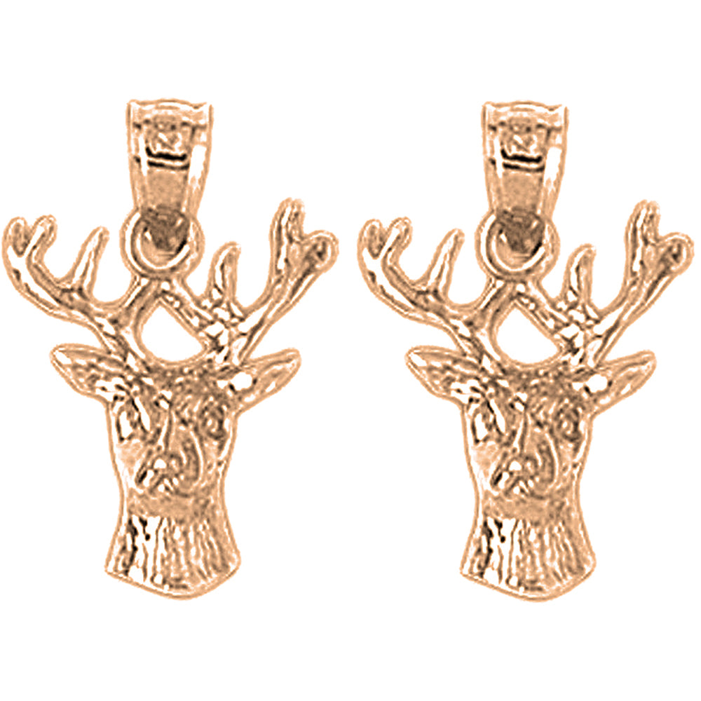 14K or 18K Gold 21mm Deer Earrings