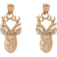 14K or 18K Gold 36mm Deer Earrings