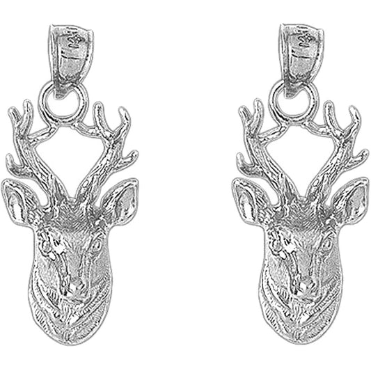Sterling Silver 36mm Deer Earrings
