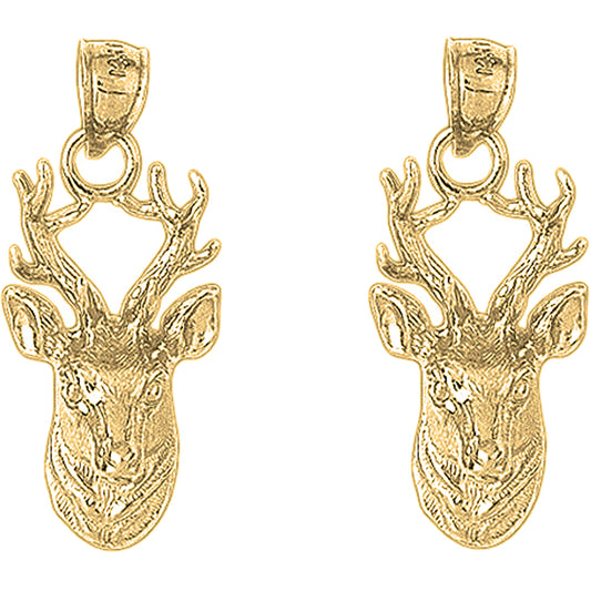 14K or 18K Gold 36mm Deer Earrings