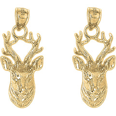 14K or 18K Gold 36mm Deer Earrings