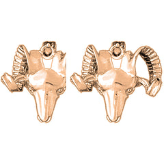 14K or 18K Gold 21mm Ram Earrings