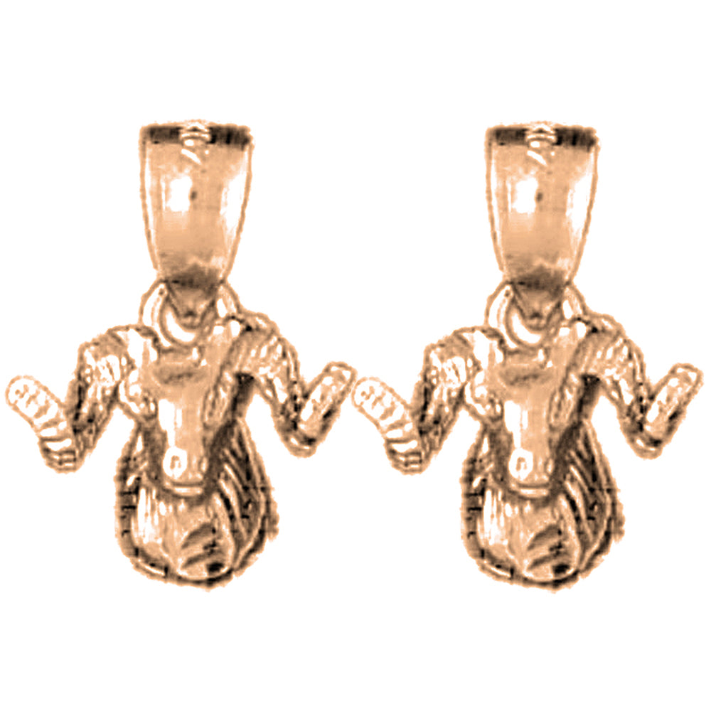 14K or 18K Gold 15mm Ram Earrings