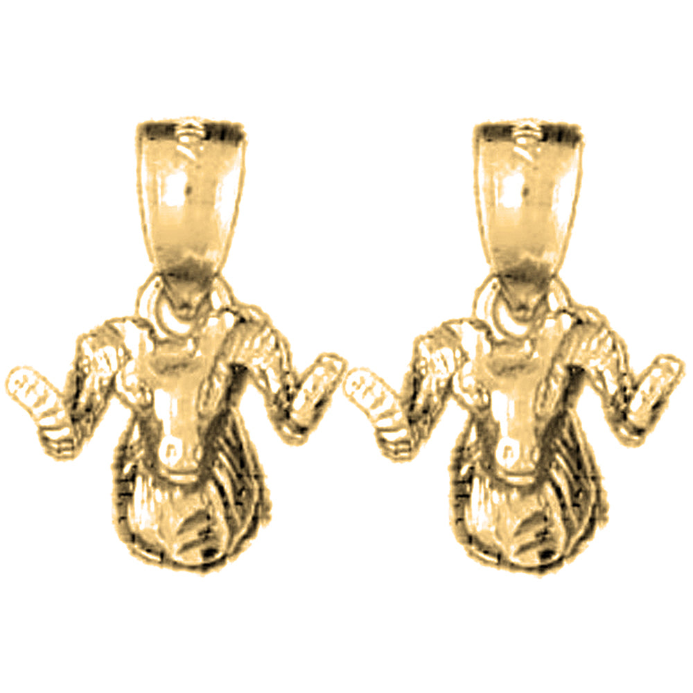 14K or 18K Gold 15mm Ram Earrings